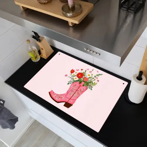 Cowboylaarzen - Roze - Boeket - Bloemen Inductie beschemer met haakjes klein -sfeer1