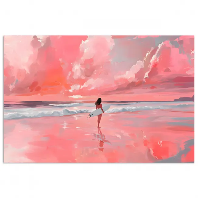 Poster - Roze - Surfen - Zee