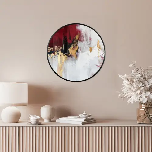 Rood - Marmer - Abstract - Goud - Modern Fotolijst rond zonder passe partout klein -sfeer3