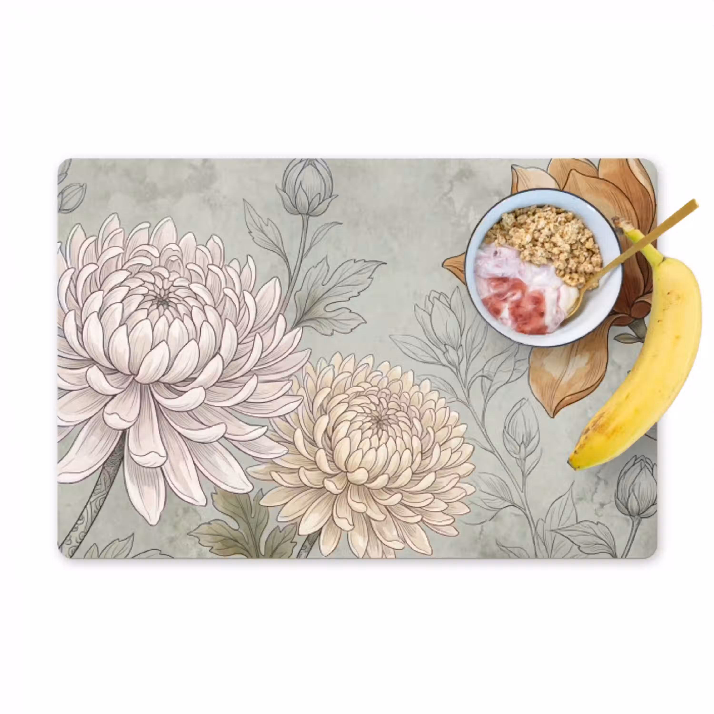Illustratie - Bloemen - Groen Placemat vinyl groot -zzzproduct_Kitchenyeah-website