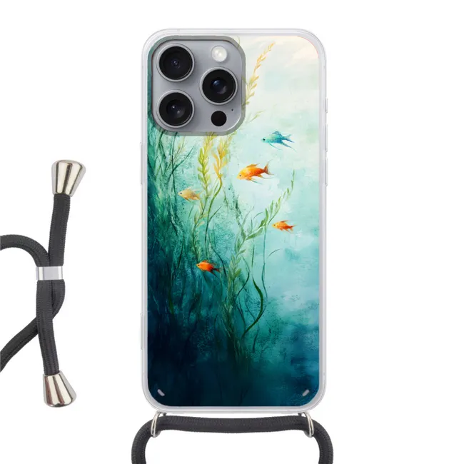 Telefoonhoesje met koord - Waterplanten - Vissen - Kleurrijk - Water