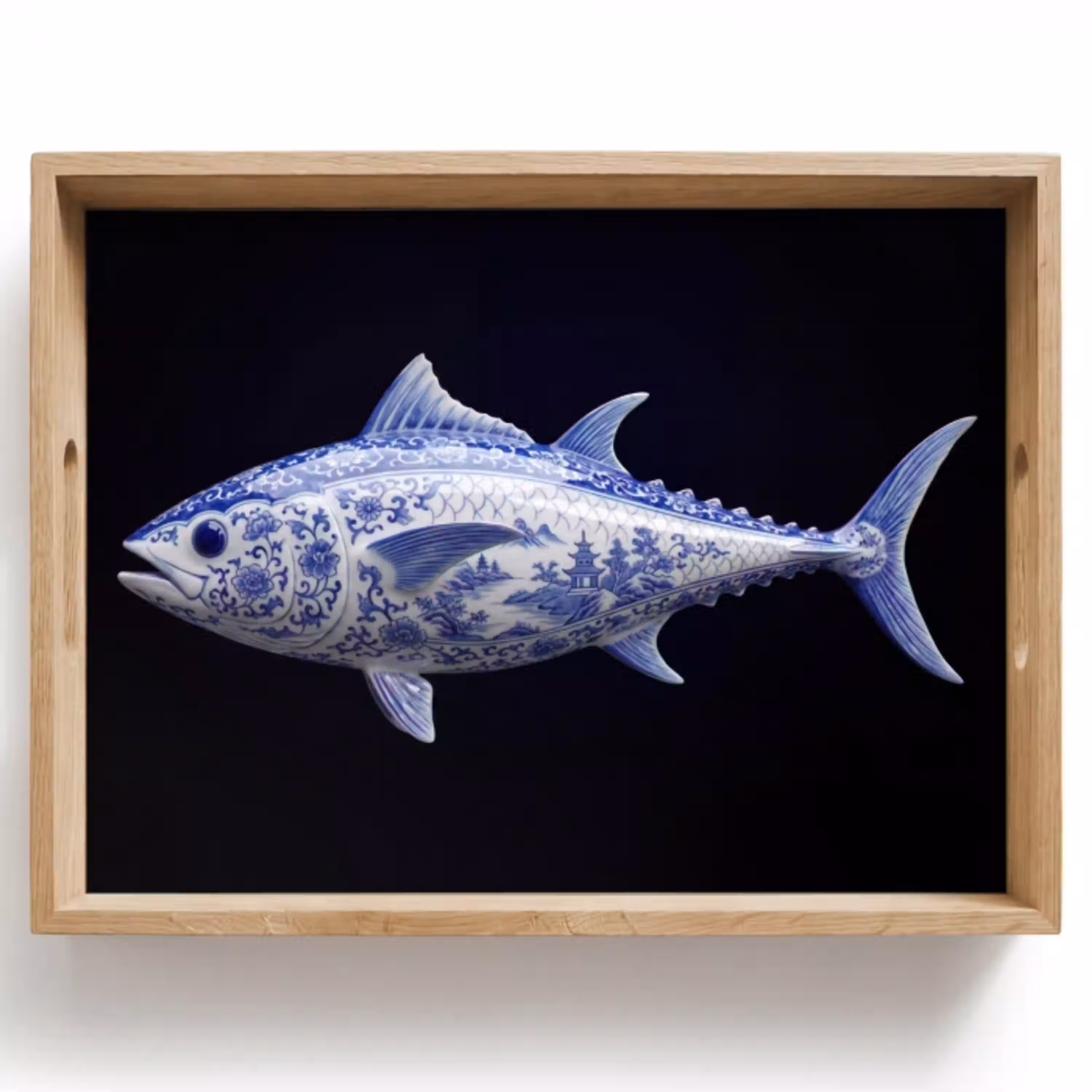 Porselein - Tonijn - Delfts - Blauw Dienblad Rechthoek middel -z3d_shopping