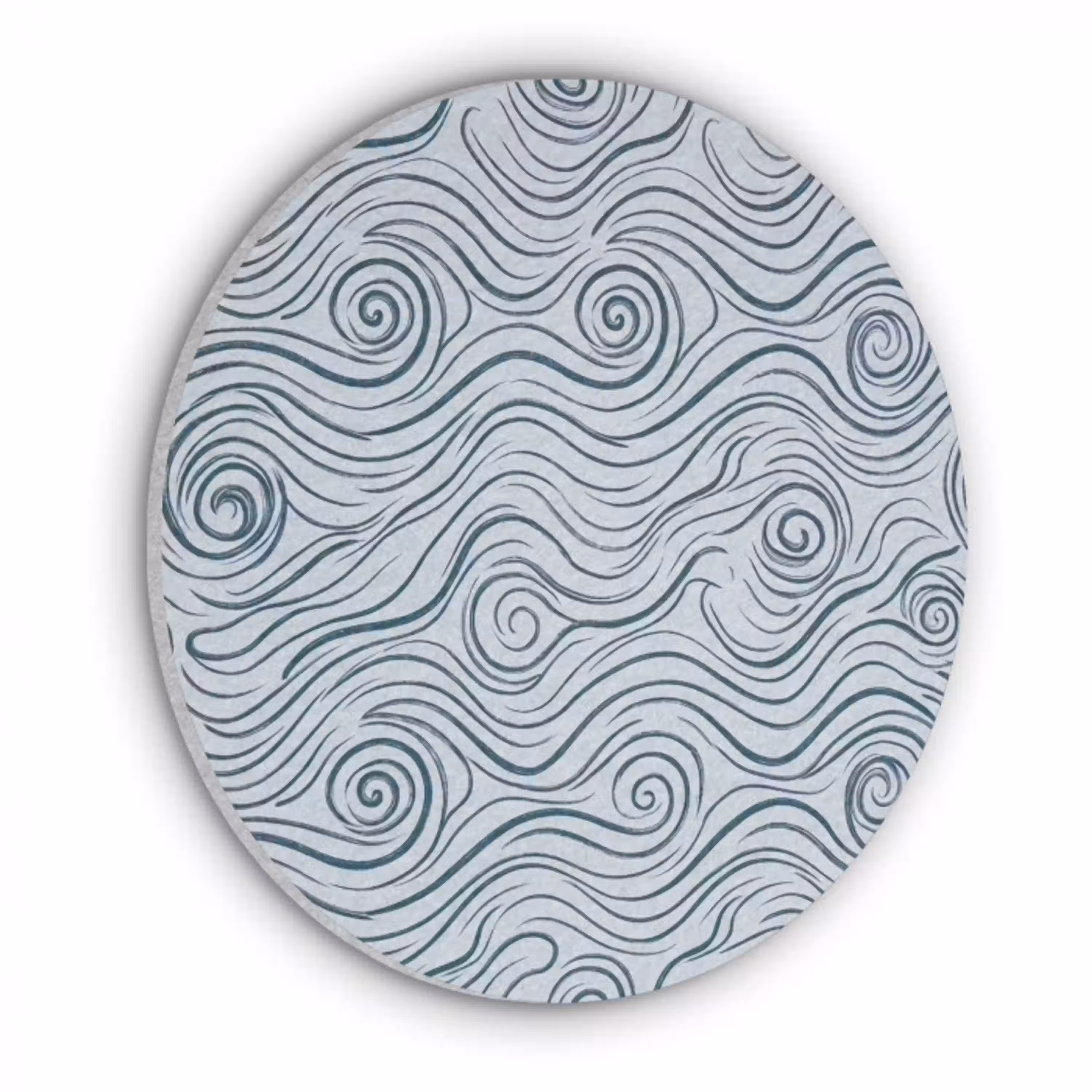 Patroon - Golven - Abstract - Modern - Blauw Akoestische PET Vilt - Rond klein -3d