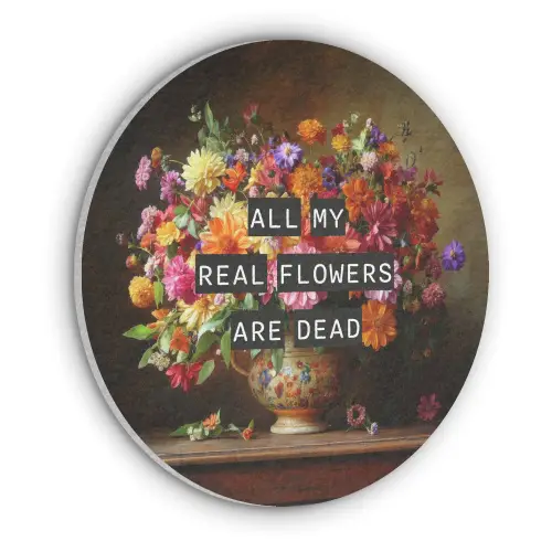 Kleur - Bloemen - Vintage - Bloemenvaas Akoestische PET Vilt - Rond klein -3d