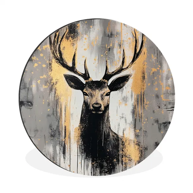 Abstract - Hert - Gewei - Goud Wandcirkel aluminium klein -3d