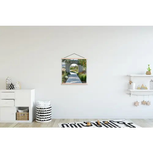 Doorkijk - Pad - Beton - Landschap textielposter latten blank klein -kinderkamer