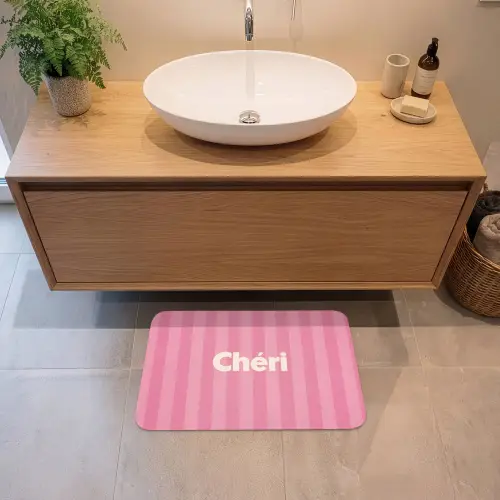 Gestreept - Roze - Chéri Badmat klein -sfeer1