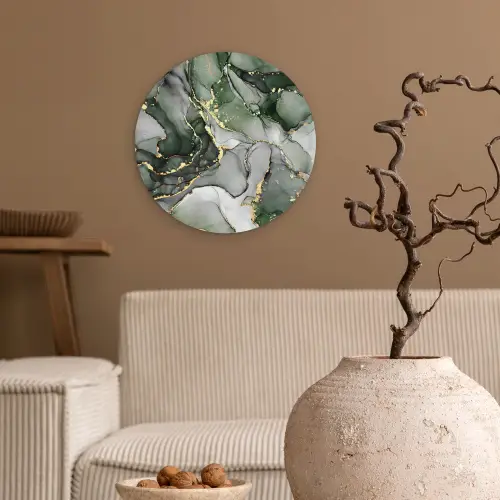 Luxe - Marmer - Groen Wandcirkel kunststof plaat 5mm dik klein -sfeer1
