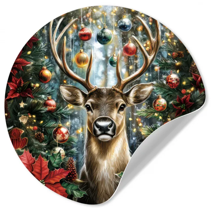 Kerstfeest - Dennenbos - Rood Wandcirkel behangsticker klein -3d