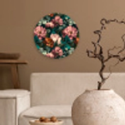 Bloemen - Schilderachtig - Patroon - Roze Wandcirkel kunststof plaat 5mm dik klein 188 -sfeer1