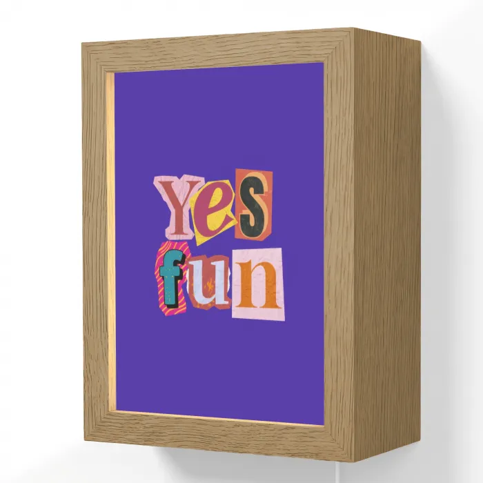 Yes fun - Kleurrijk - Collage-stijl Light Box met kabel (Wandlamp) klein -3d
