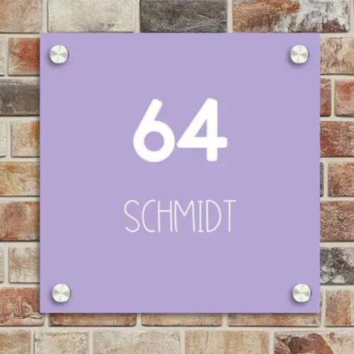 Effen - Lila - Modern Naambord Vierkant klein -sfeer2