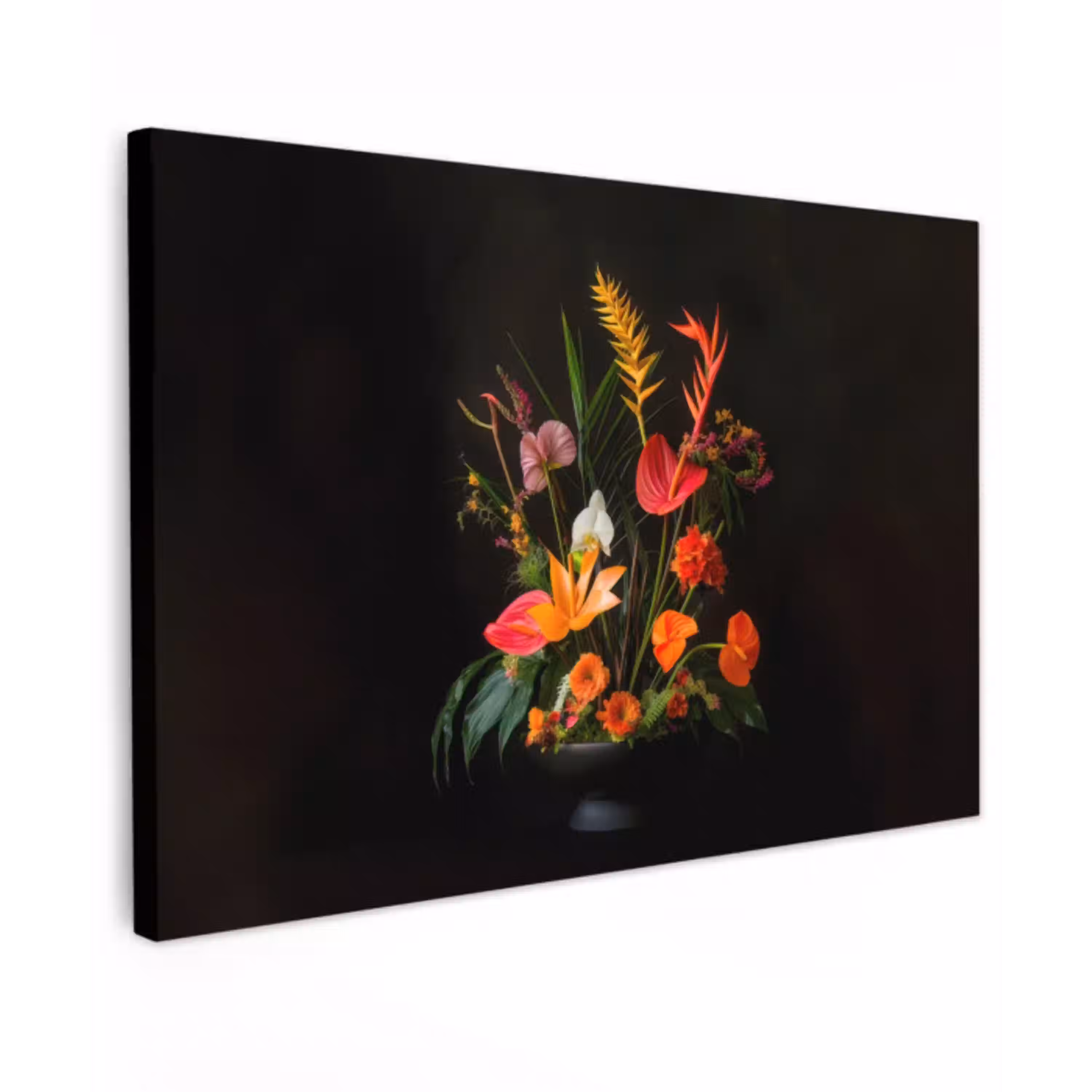 Schaal - Boeket - Bloemen Tuinposter op houten frame 2 cm dik klein -3d