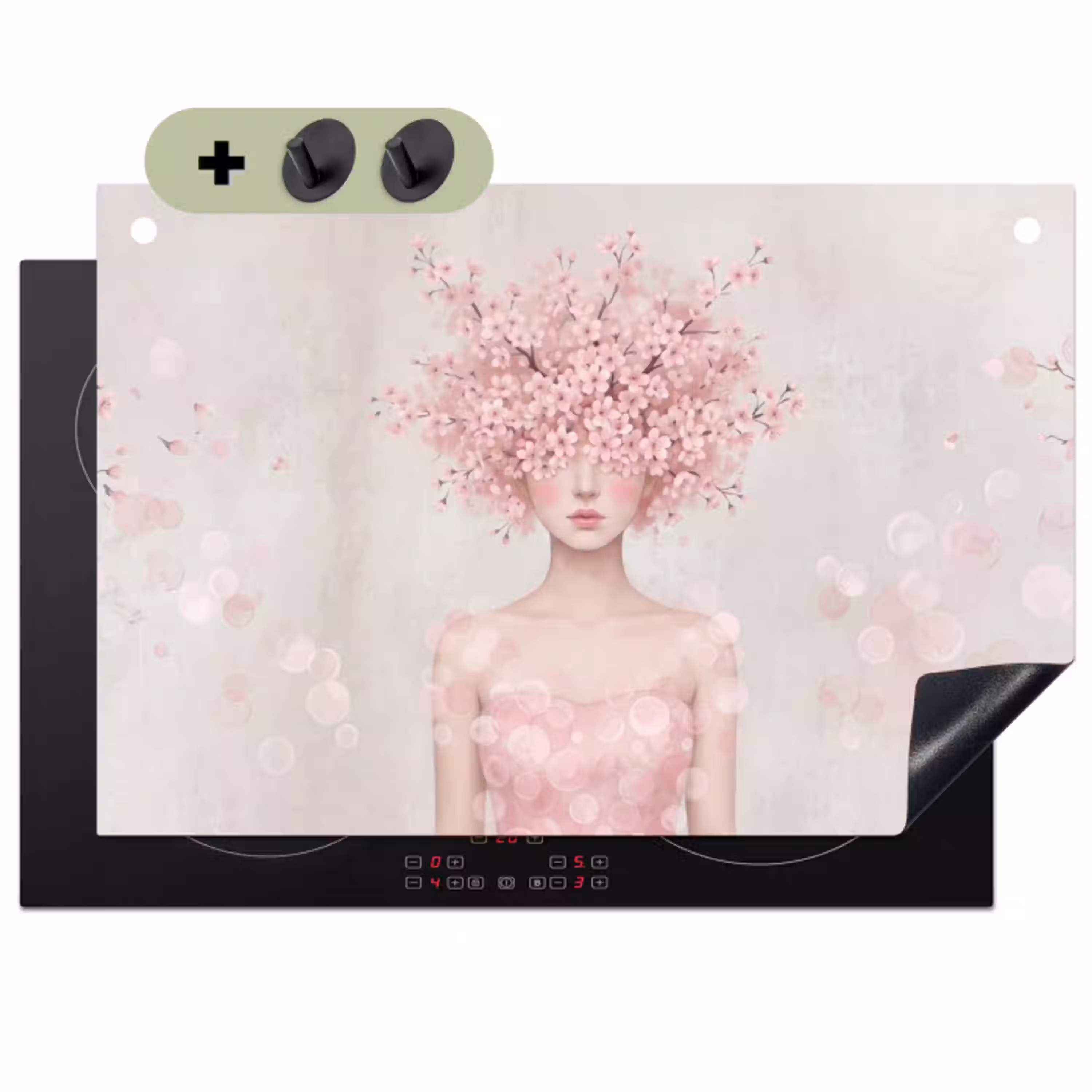 Portret - Kersenbloesem - Roze Inductie beschemer met haakjes klein -3d