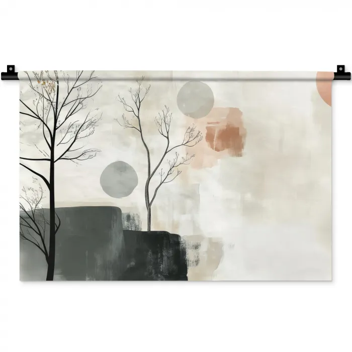 Wabi sabi - Beige - Plant Wandkleed katoen klein -zz3d