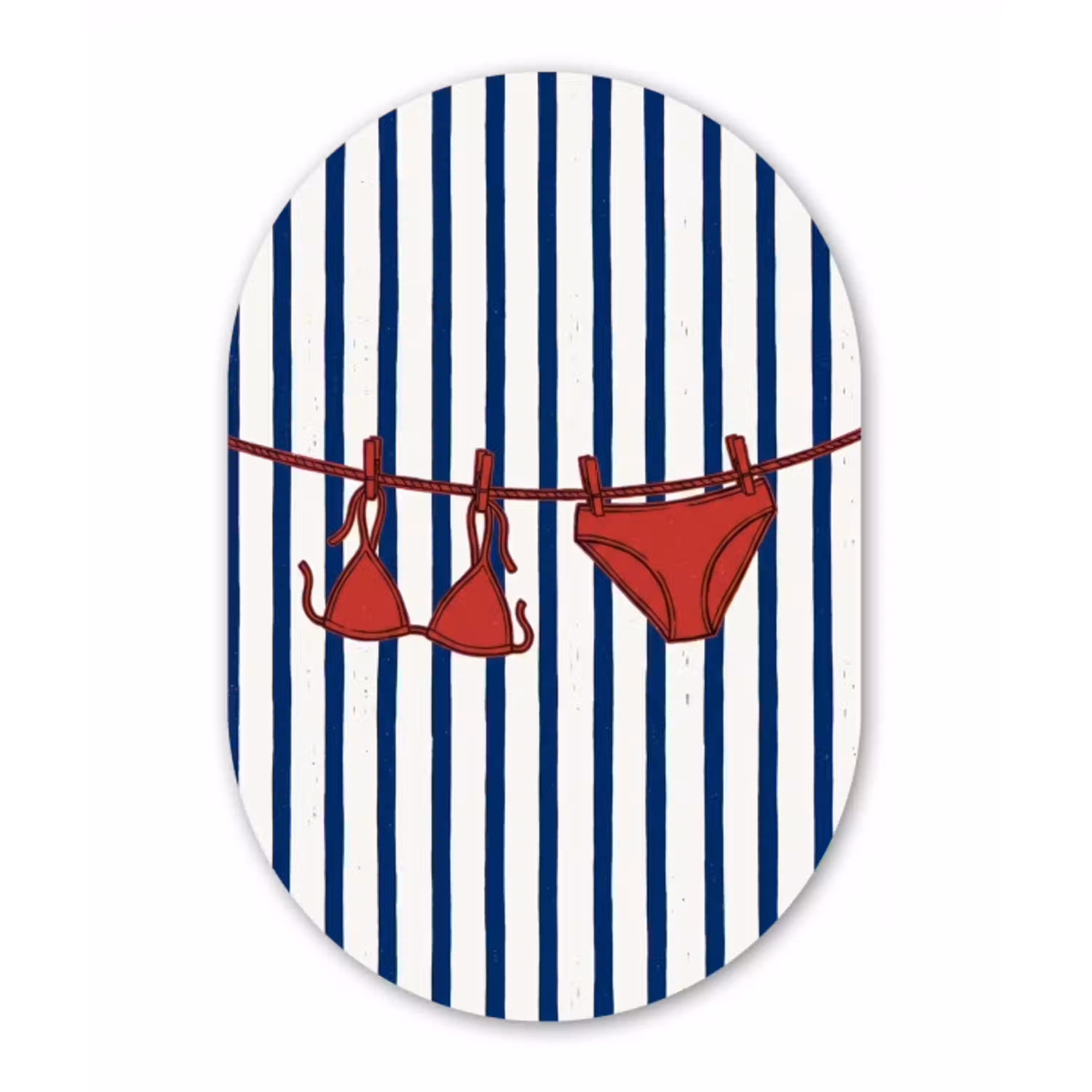 Badkleding - Waslijn - Zomer - Illustratie - Rood Wandcirkel Ovaal Aluminium middel -3d