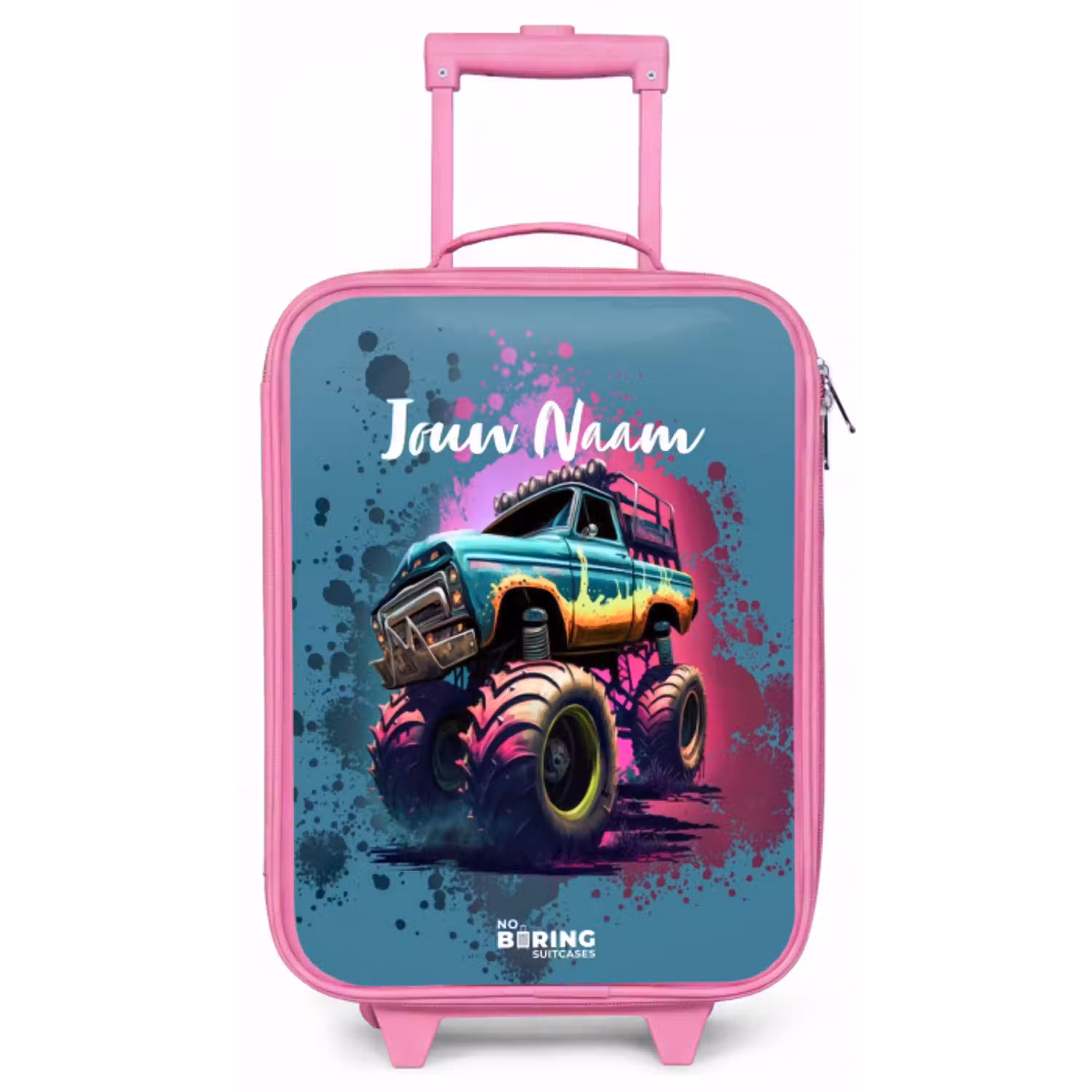 Monster Wheels Kinderkoffer - Roze klein -zz3dotto