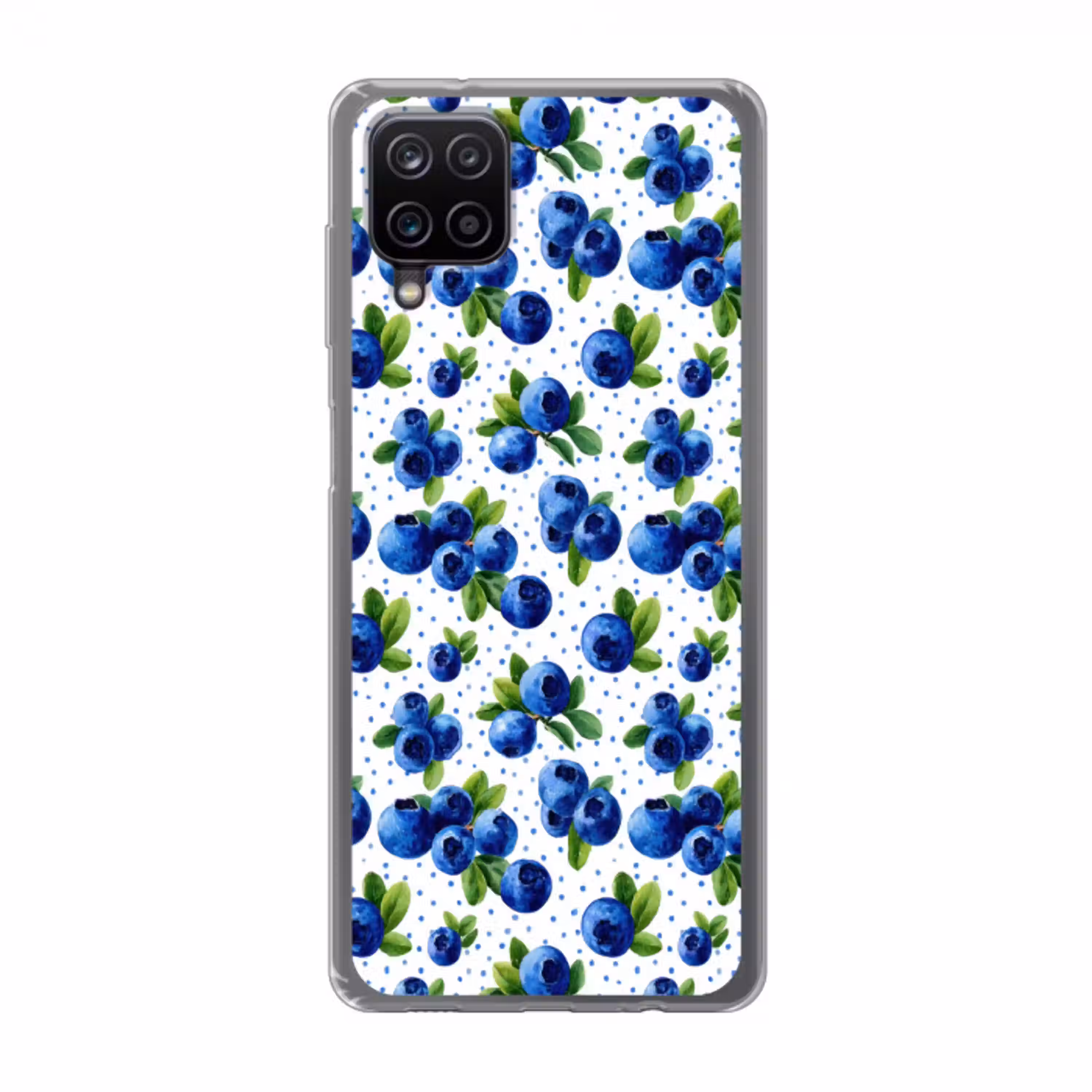 Bessen - Patroon - Blauw Telefoonhoesje Samsung Galaxy A12 klein 372 -3d