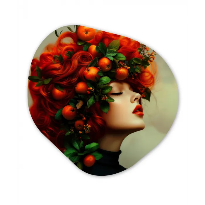 Vrouw - Appels - Rood - Bladeren Wandcirkel Organisch Forex 3mm klein -3d