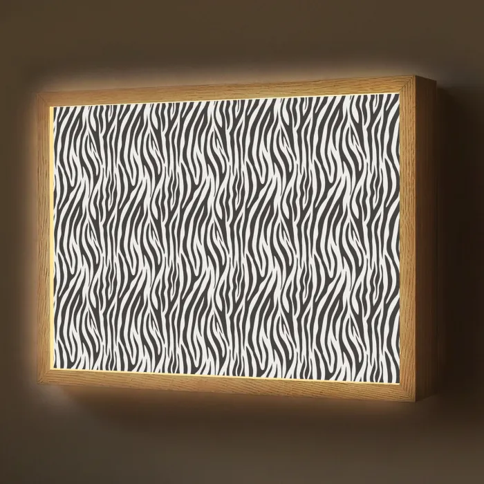Zwart - Wit - Zebra - Patroon Light Box met batterij (Wandlamp) middel 907 -z3d_website