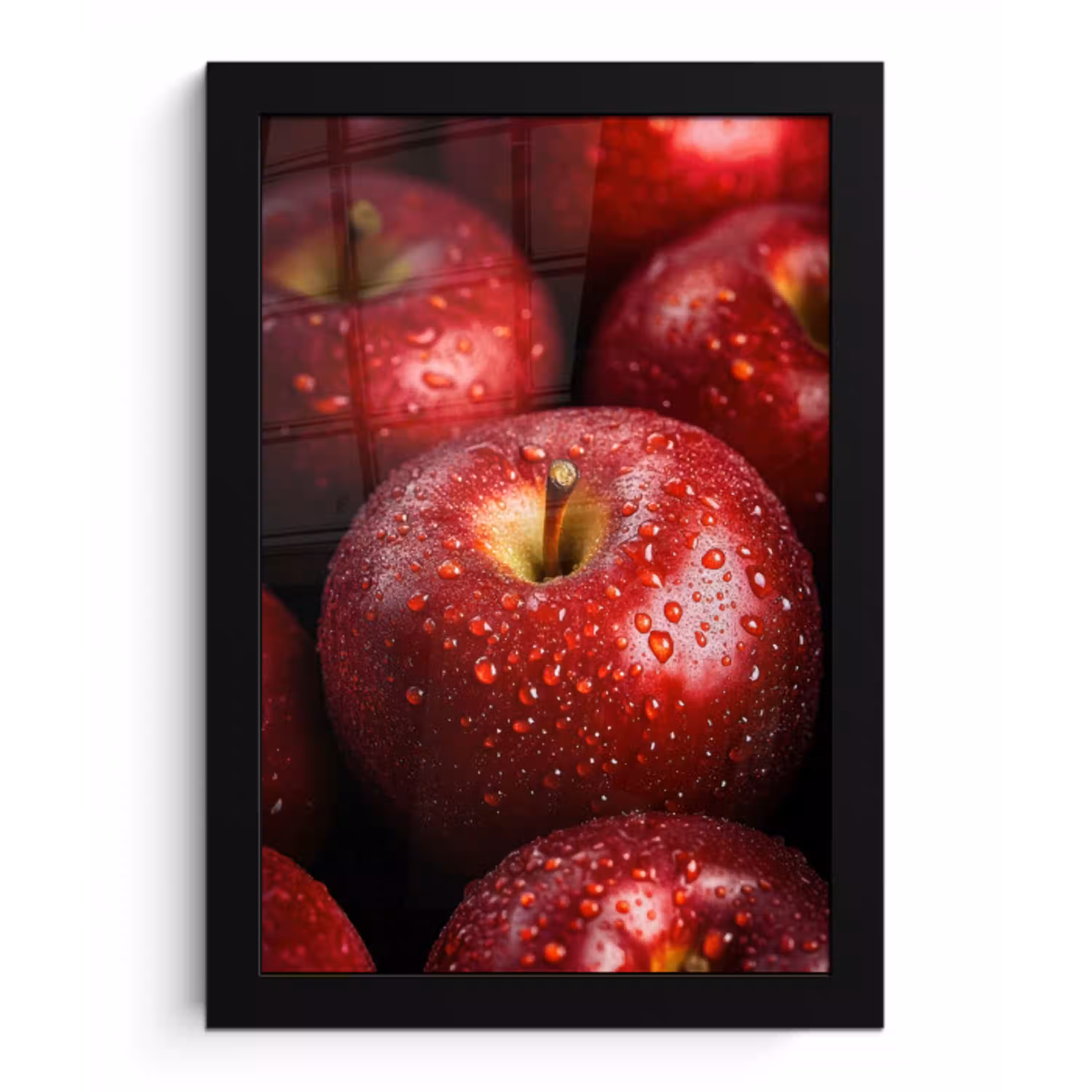Rood - Appels - Fruit fotolijst zwart zonder passe partout klein -3d