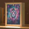 Leeuw - Verf - Kleurrijk - Zwart - Dieren Light Box met kabel klein -zzz_3d_website
