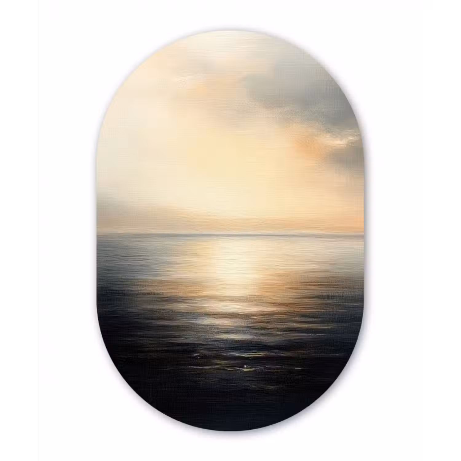 Glasbild Oval - Sonne - Horizont - Meer