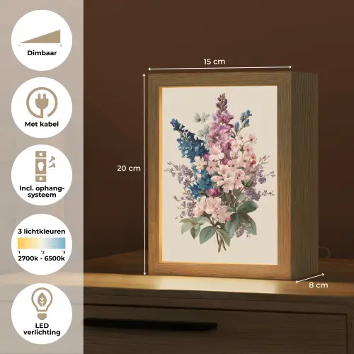 Boeket - Beige - Harmonieus - Subtiel Light Box met kabel (Tafellamp) klein -USP_NL