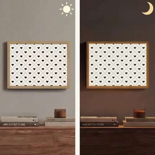 Hart - Vierhoek - Wit - Zwart Light Box met batterij (Wandlamp) middel 907 -sfeer3