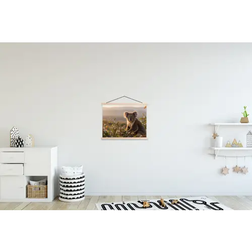 Koala - Bladeren - Ochtendlicht textielposter latten blank klein -kinderkamer