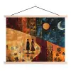 Silhouetten - Abstract - Zon - Maan textielposter latten blank klein -3d