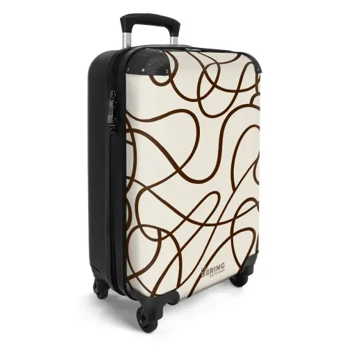 Bruine lijnen op beige achtergrond NBS - Handbagage koffer - Kinderen Unisex middel -productfoto_3d