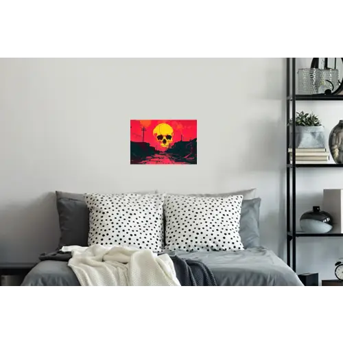 Straat - Verlaten - Schedel - Geel Muursticker klein -slaapkamer