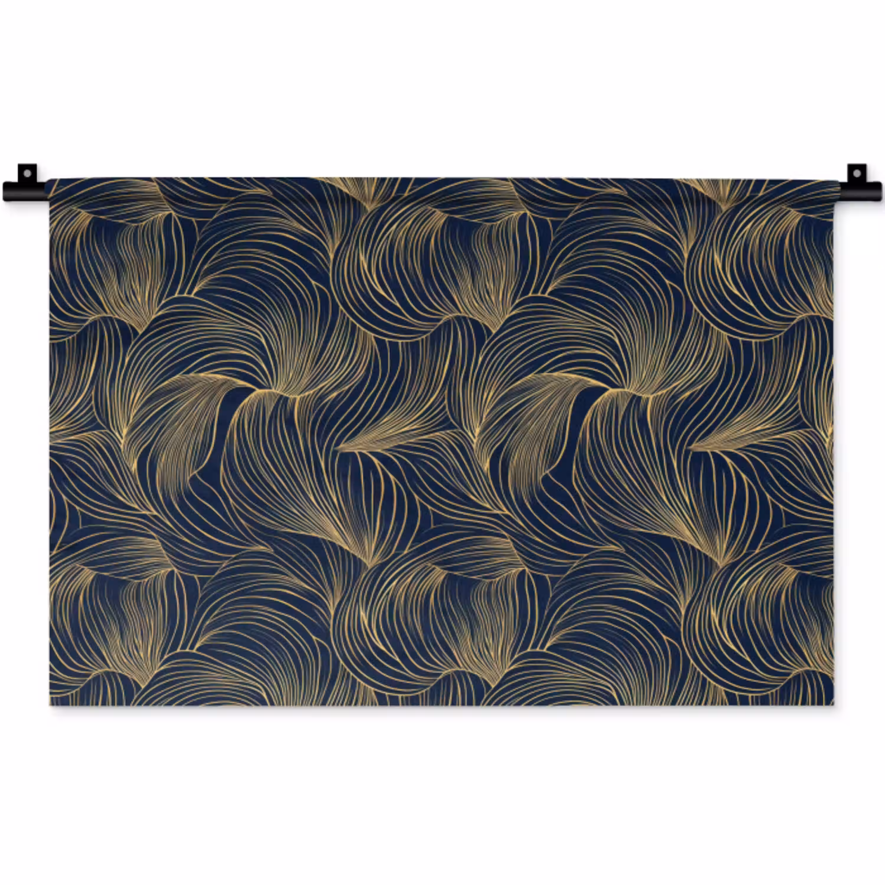 Abstract - Lijnen - Blauw - Goud Wandkleed katoen klein 269 -zz3d