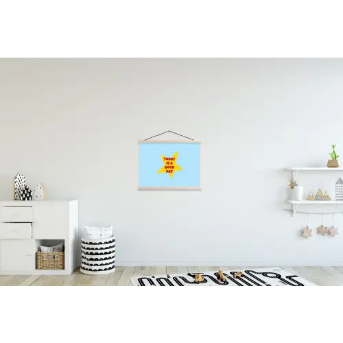 Ster - Today is a good day - Blauw textielposter latten blank klein -kinderkamer