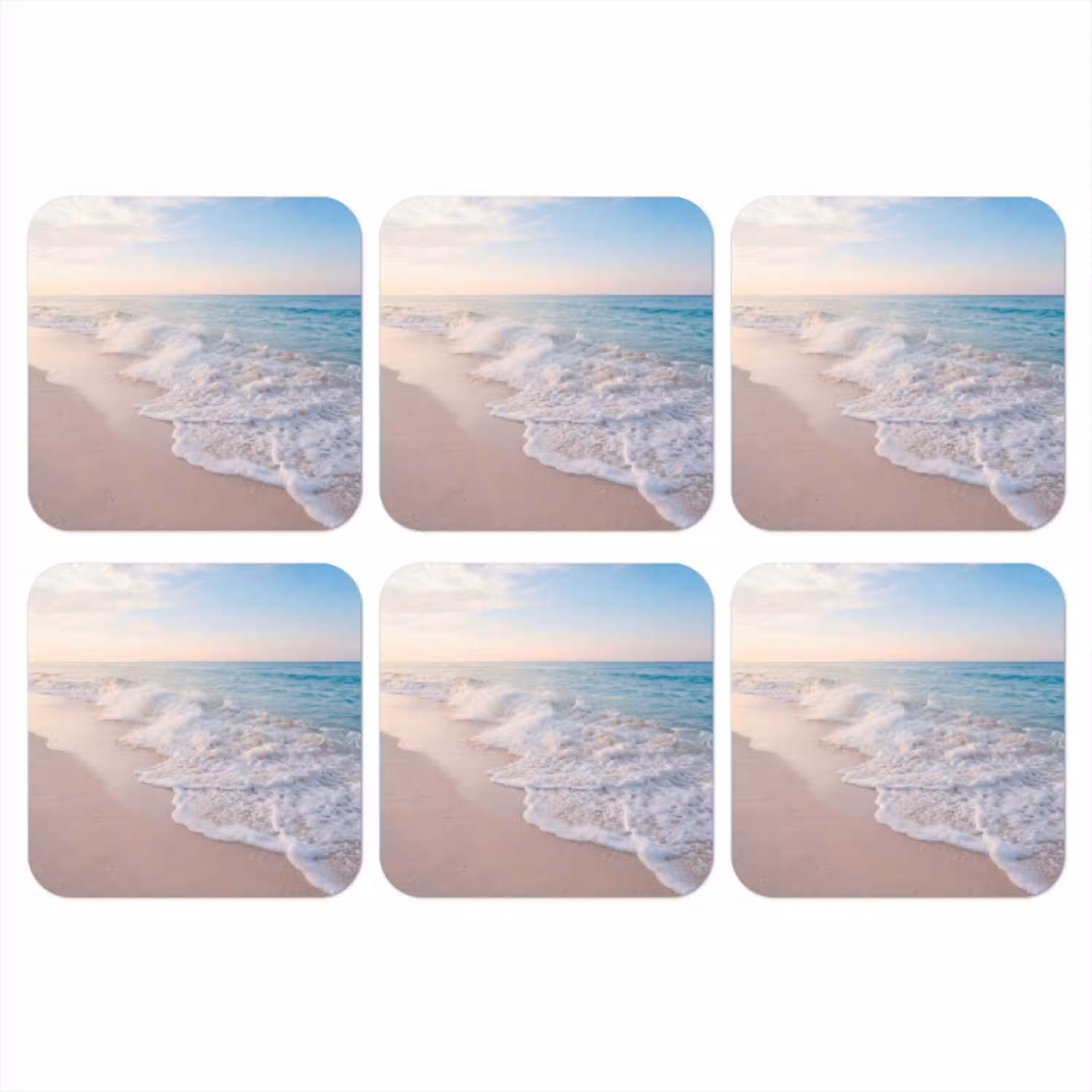 Zee - Golven - Strand - Natuur - Wit onderzetter kurk middel -3d