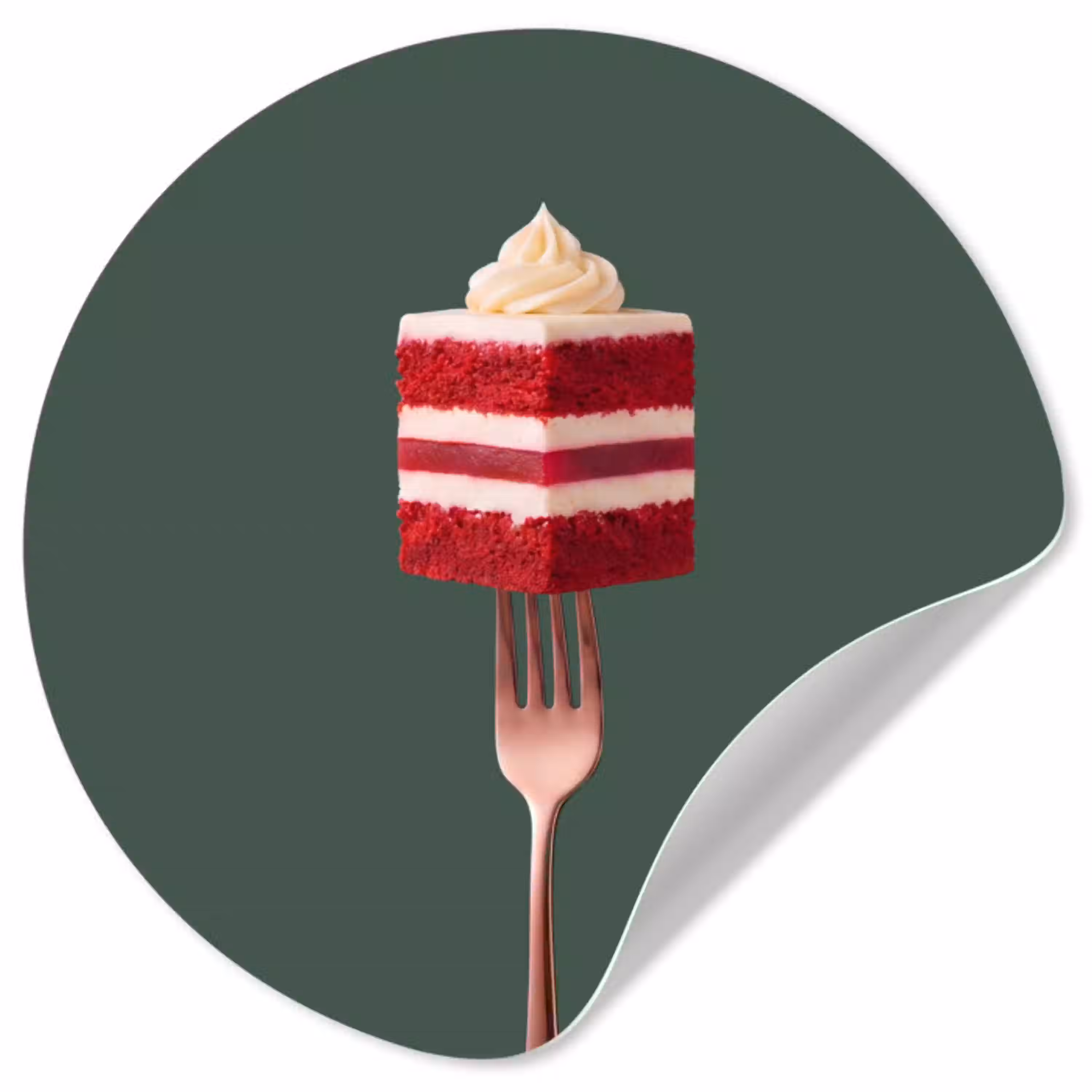 Cake - Vork - Rood Wandcirkel behangsticker klein -3d
