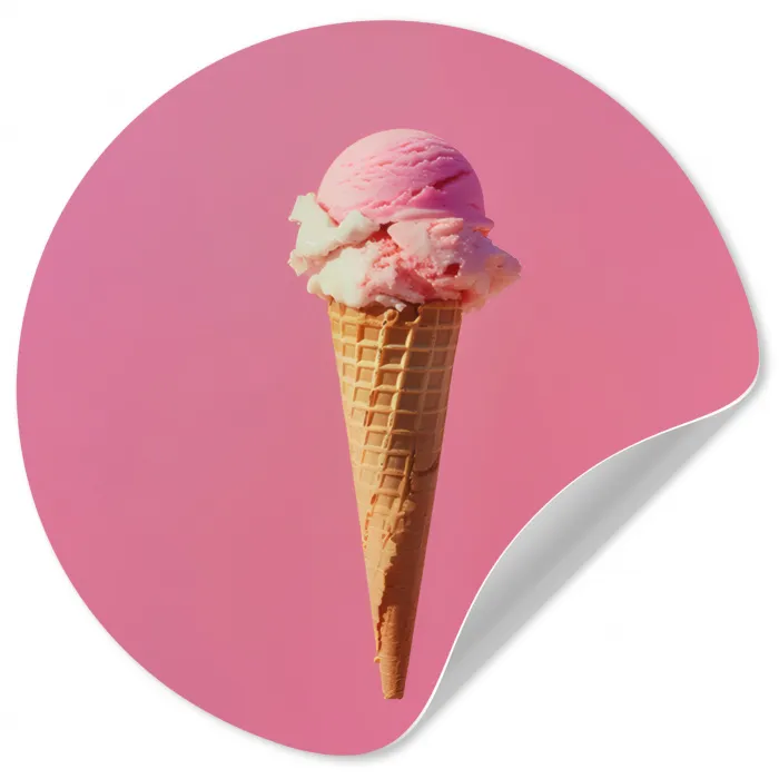 Hoorntje - Schepijs - Roze Wandcirkel behangsticker klein -3d
