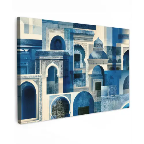Grafisch - Abstract - Blauw - Wit canvas 2cm klein -z3d