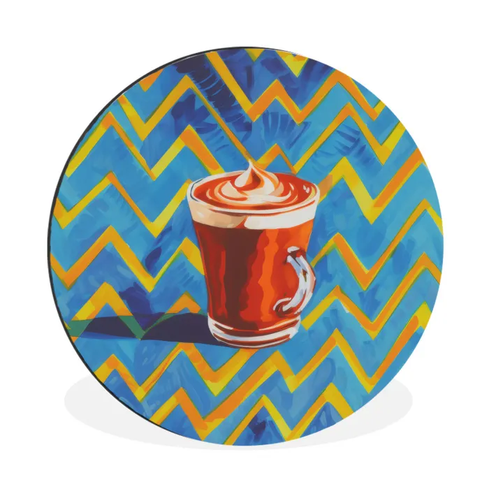 Mok - Koffie - Zigzag - Slagroom Wandcirkel aluminium klein -3d