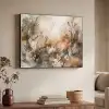 Abstract - Beige - Verf - Kunst - Natuur - Bloemen Textielframe zwart klein -sfeer3