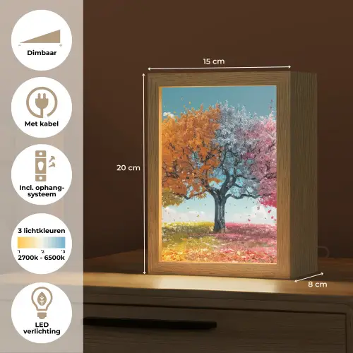 Boom - Kleurrijk - Natuur - Levensboom Light Box met kabel (Tafellamp) klein -USP_NL