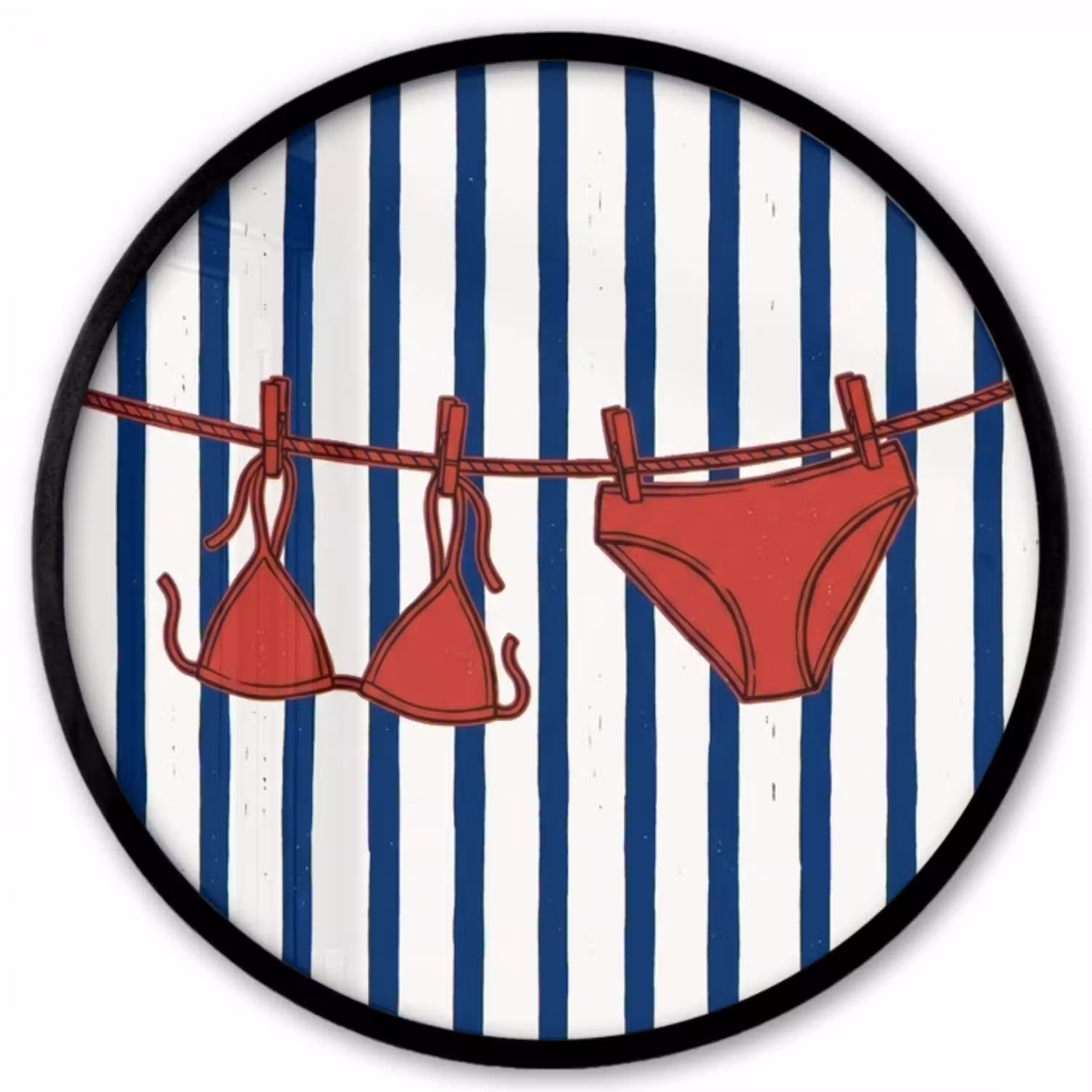 Badkleding - Waslijn - Zomer - Illustratie - Rood Fotolijst rond zonder passe partout klein -3d