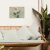 Paradijsvogelbloemen - Blauwgroene bladeren - Beige tuinposter los doek klein -sfeer7