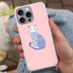 Kat - Illustratie - Minimalistisch - Roze Hoesje iPhone 16 Pro Max met koord klein -sfeer3