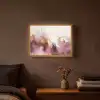 Paars - Abstract - Verf - Goud Light Box met batterij (Wandlamp) middel -sfeer4
