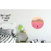 Bloemenweide - Heuvels - Silhouet - Roze Wandcirkel aluminium klein -kinderkamer