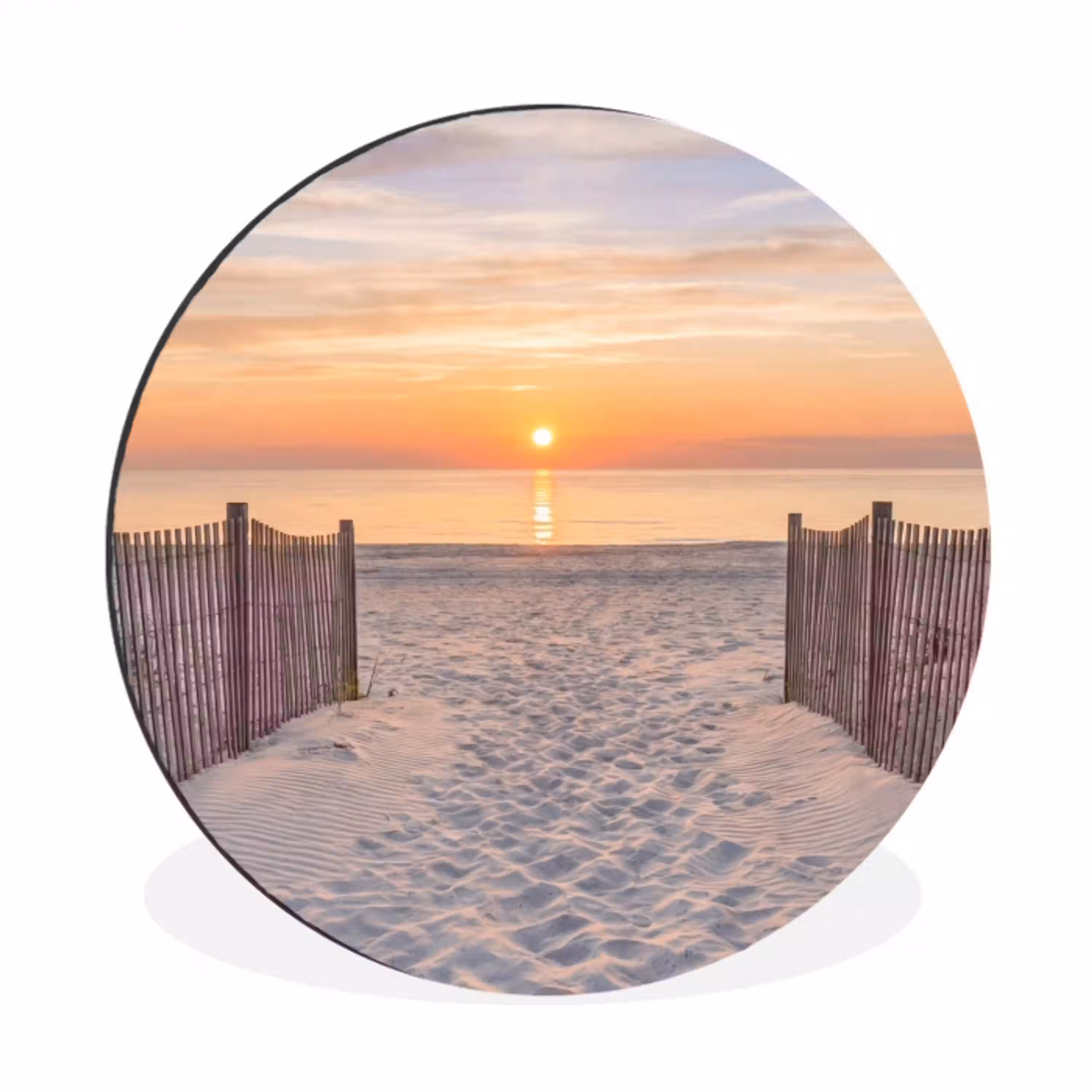 Zonsondergang - Strand - Zand Wandcirkel aluminium klein -3d