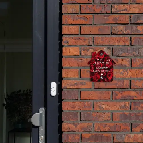Rode rozen - Sierlijk Naambord Huisje klein -sfeer2