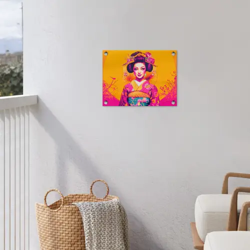 Bloemen - Vrouw - Kimono - Roze tuinposter los doek klein -sfeer8